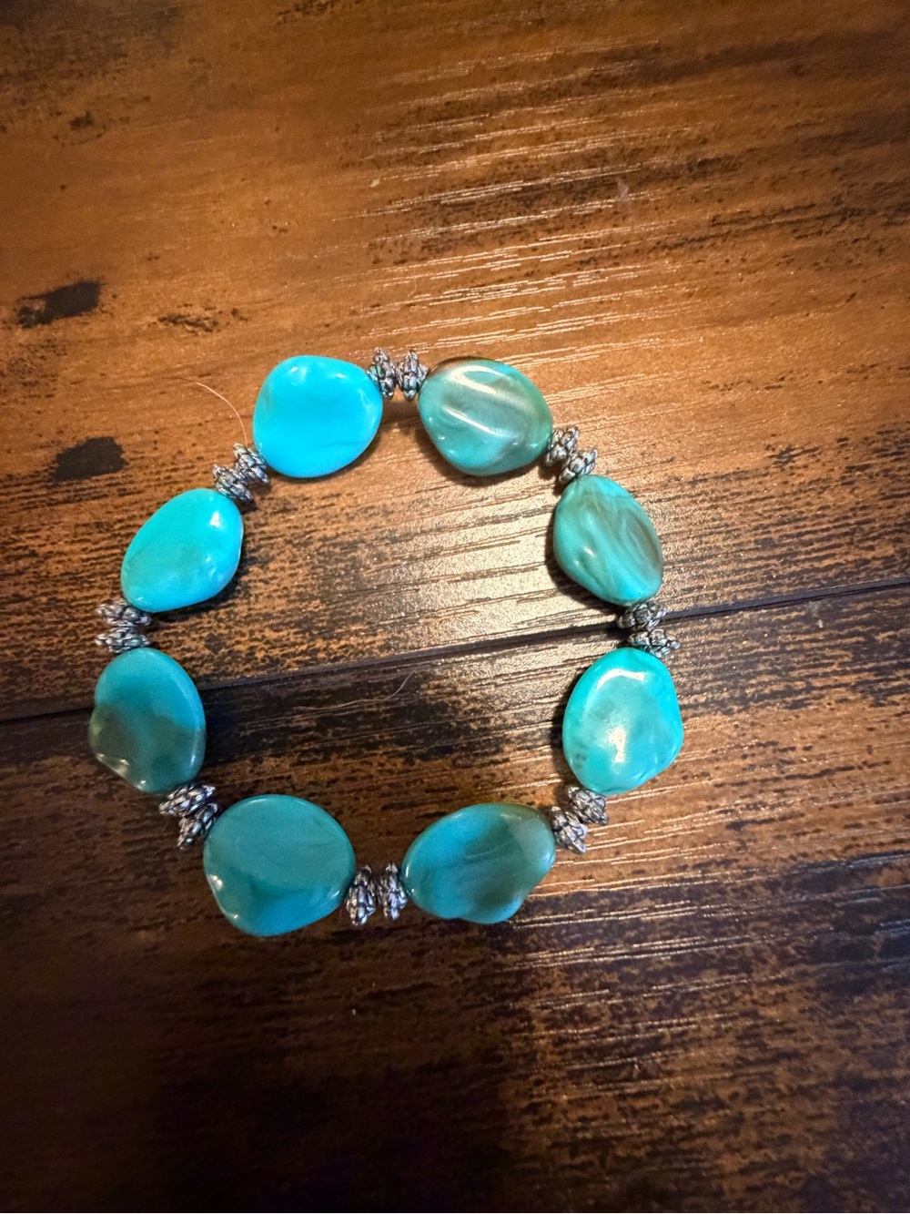 3 Turquoise Bead Stretch Bracelet - Women Jewelry